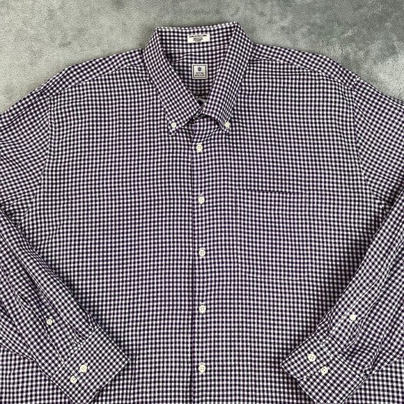 Peter Millar Men's Purple White Checkered Button Down Long Sleeve Shirt SC XXL - Picture 2 of 9